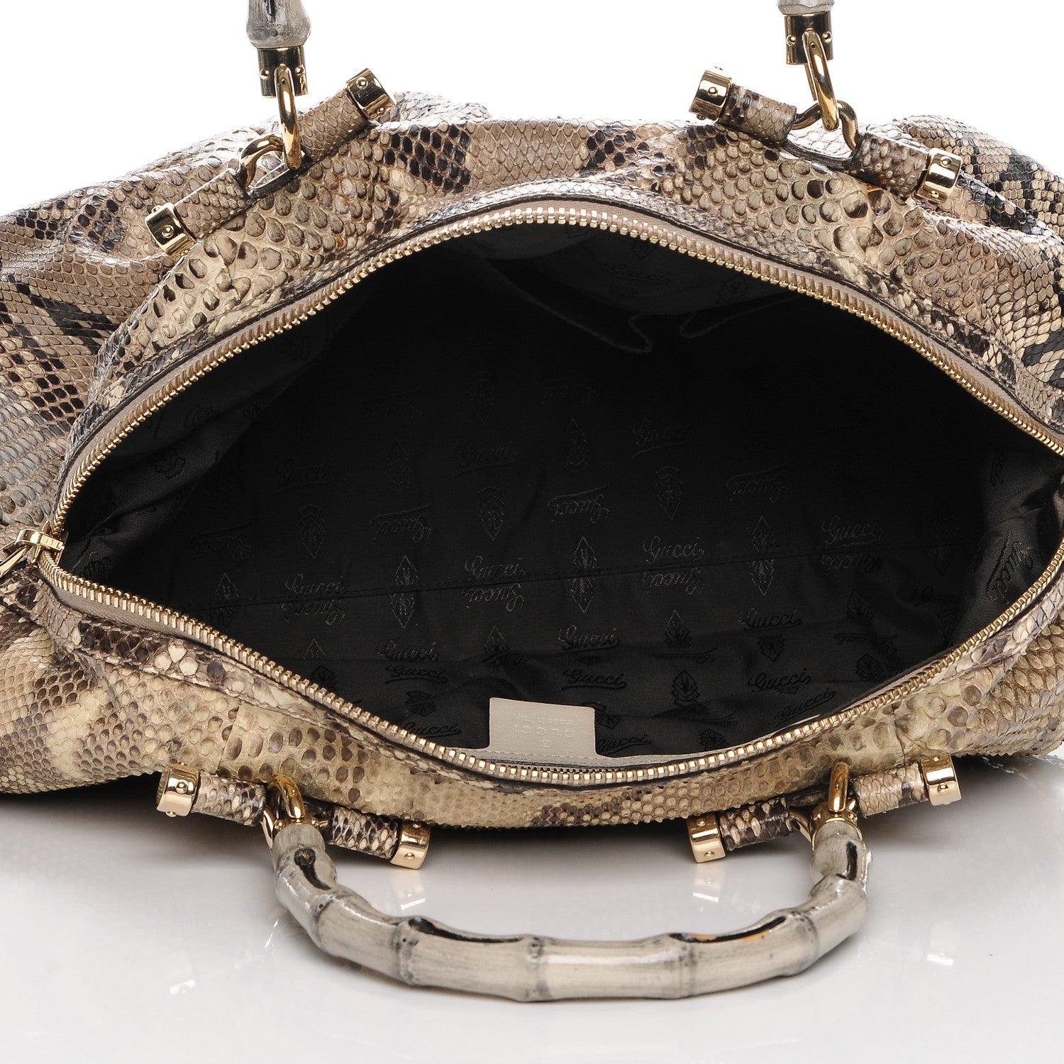 Gucci Python Pop Bamboo Top Handle Tote Roccia 4 of 8