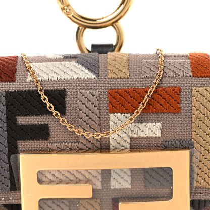 Fendi Canvas Vitello King FF Embroidered Nano Maxi Buckle Baguette Charm Tartufo Ebano 7 of 10