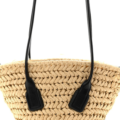 Bottega Veneta Raffia Calfskin Small Arco Basket Black 9 of 12