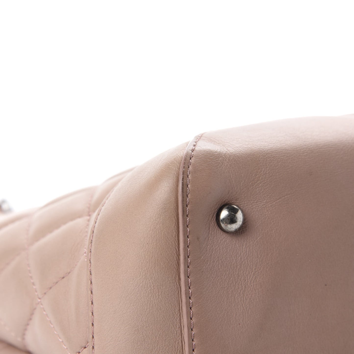 Calfskin Quilted Small Easy Shopping Tote Light Pink