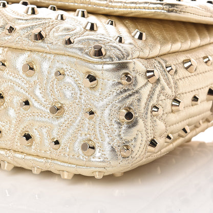 Versace Metallic Nappa Barocco Quilted Studded Calliope Vanitas Shoulder Bag Gold 8 of 8