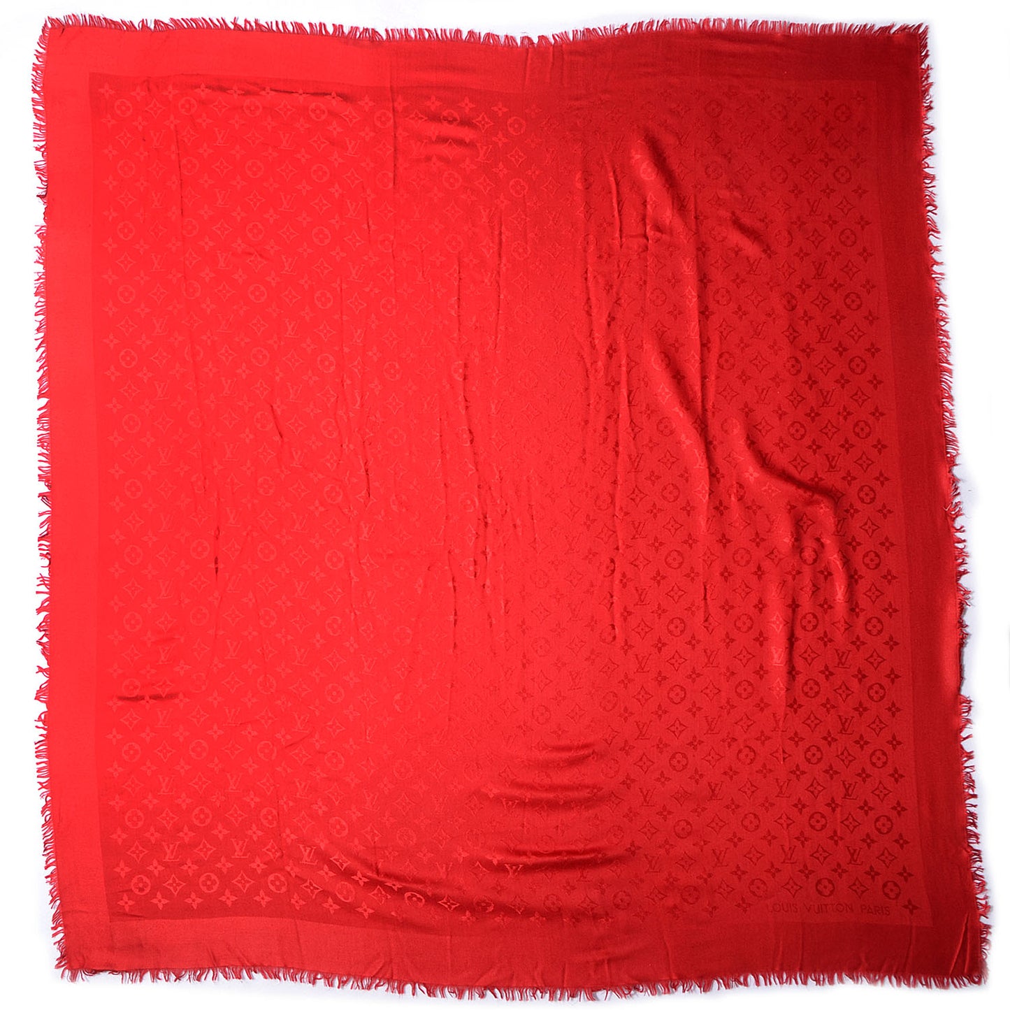 Silk Wool Monogram Shawl Pomme D'Amour
