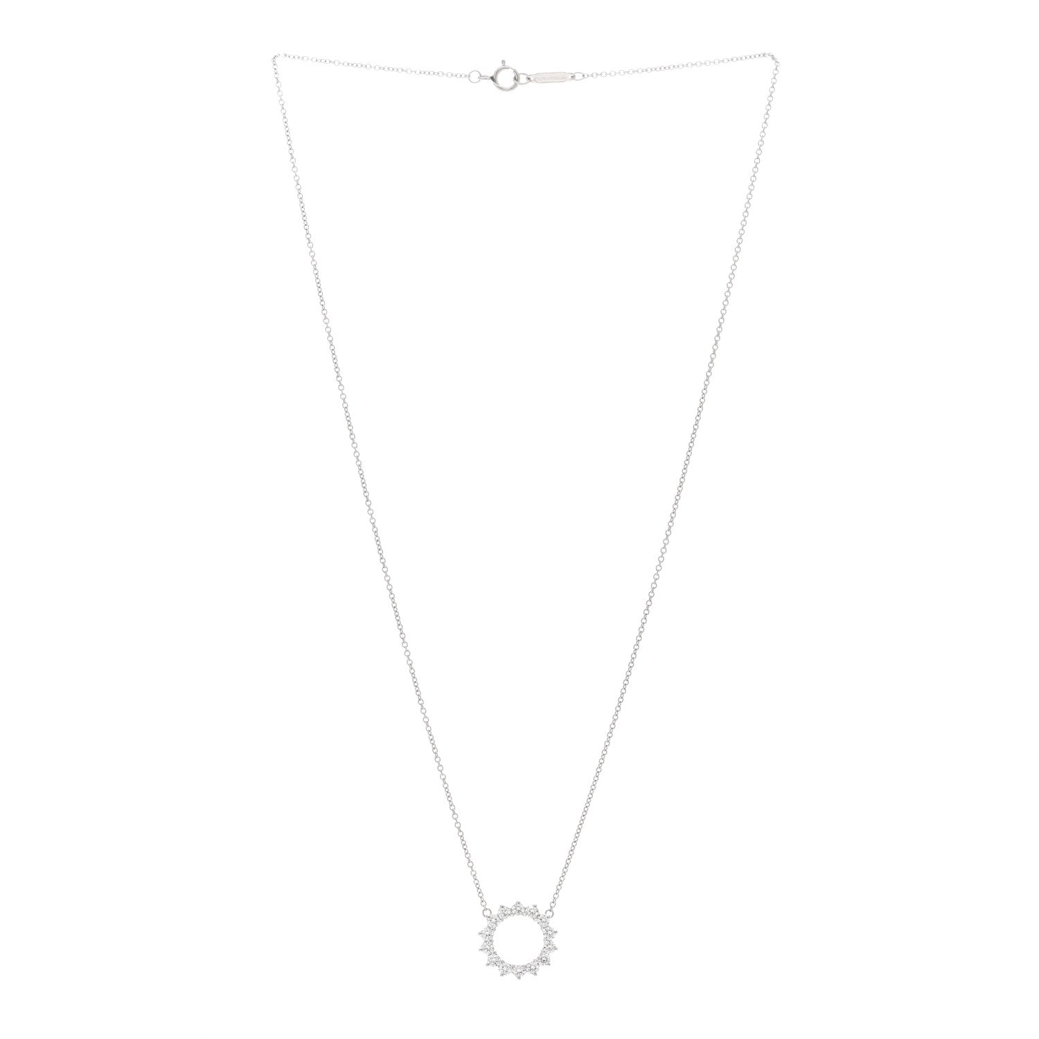 Tiffany Platinum Diamond Small Open Circle Pendant Necklace 3 of 4