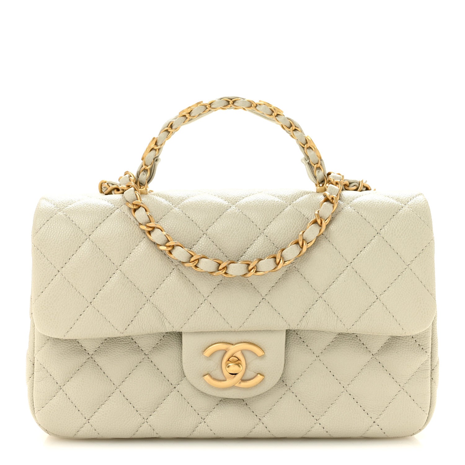 Chanel Caviar Quilted Small Handy CC Flap Light Grey 1 of 10