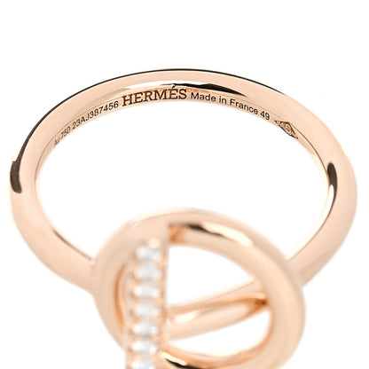 Hermes 18K Rose Gold Diamond PM Echappee Ring 49 5 4 of 5
