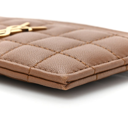 Saint Laurent Lambskin Quilted Cassandre Credit Card Case Fox 8 of 11