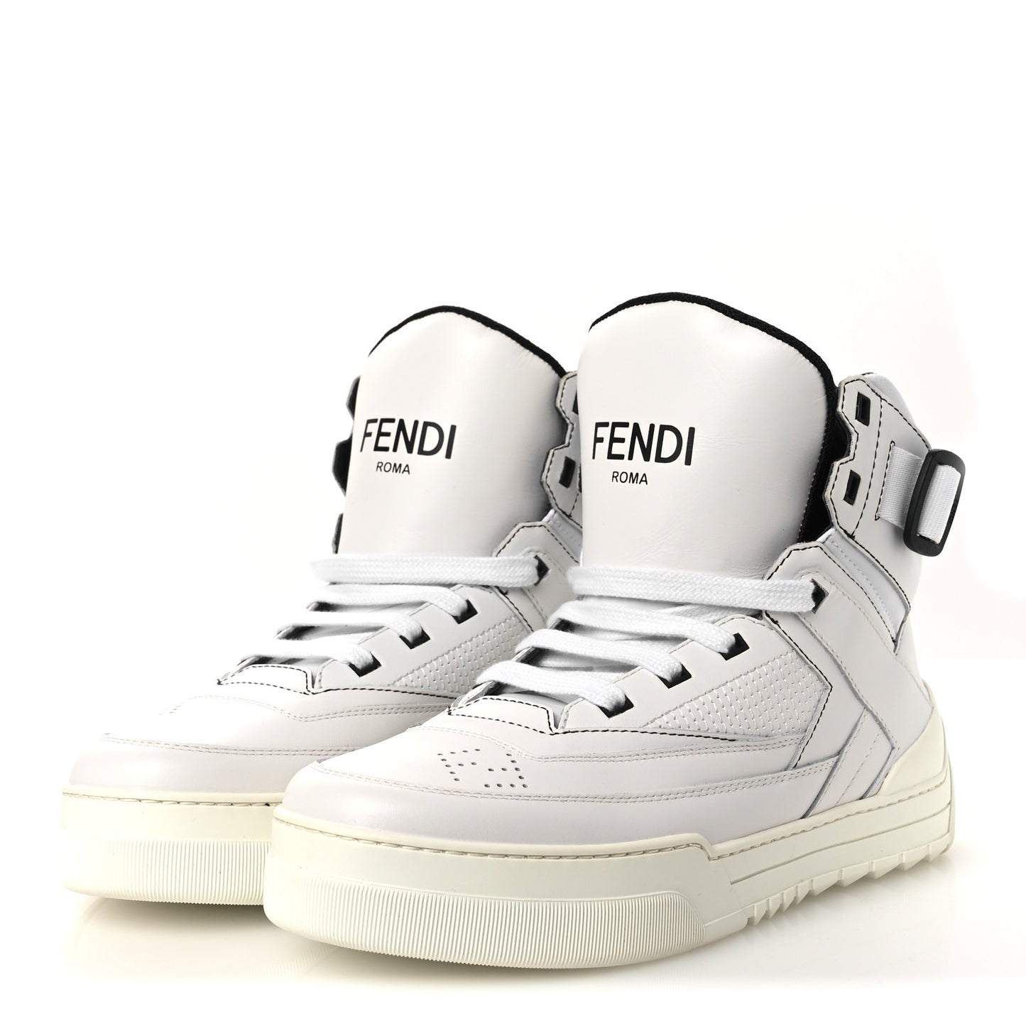 Vitello Nylon Logo Mens High Top Sneakers 7 Ultra White Black