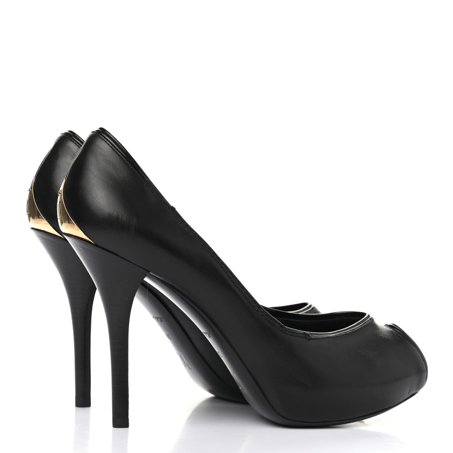 Louis Vuitton Calfskin Peep Toe Pumps 38 Black 4 of 8