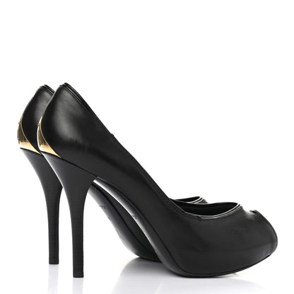 Louis Vuitton Calfskin Peep Toe Pumps 38 Black 4 of 8