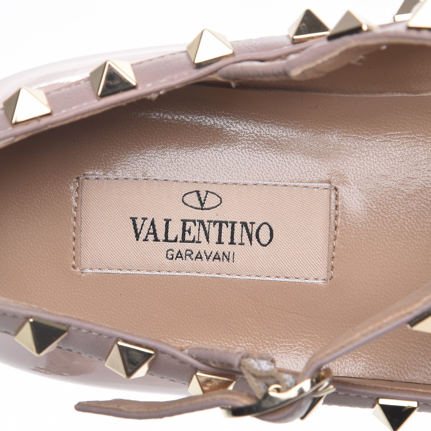 Valentino Garavani Patent Rockstud Cage Ballerina Flats 37 Water Rose Poudre 7 of 8