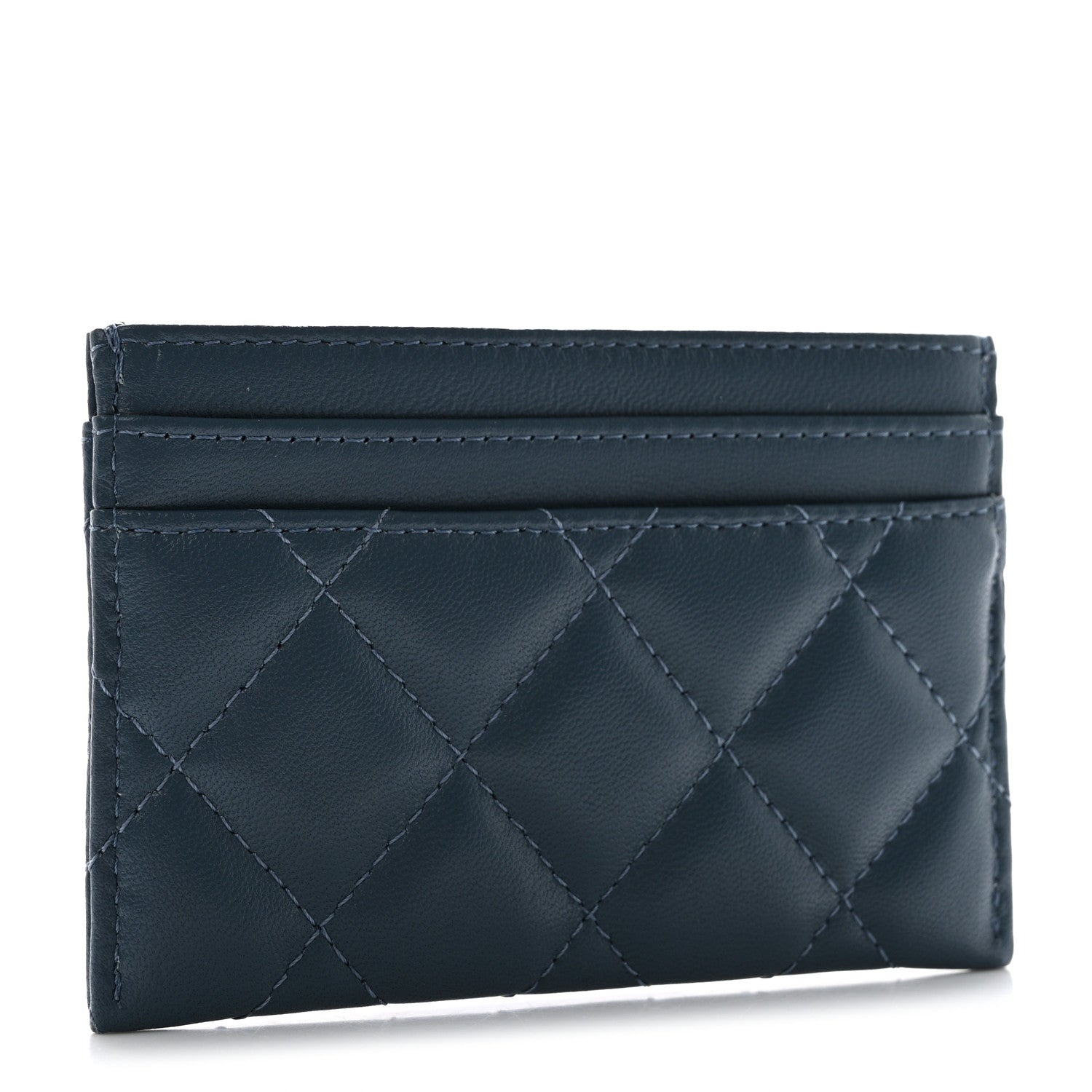 Chanel Lambskin Enamel Quilted Card Holder Blue 3 of 10
