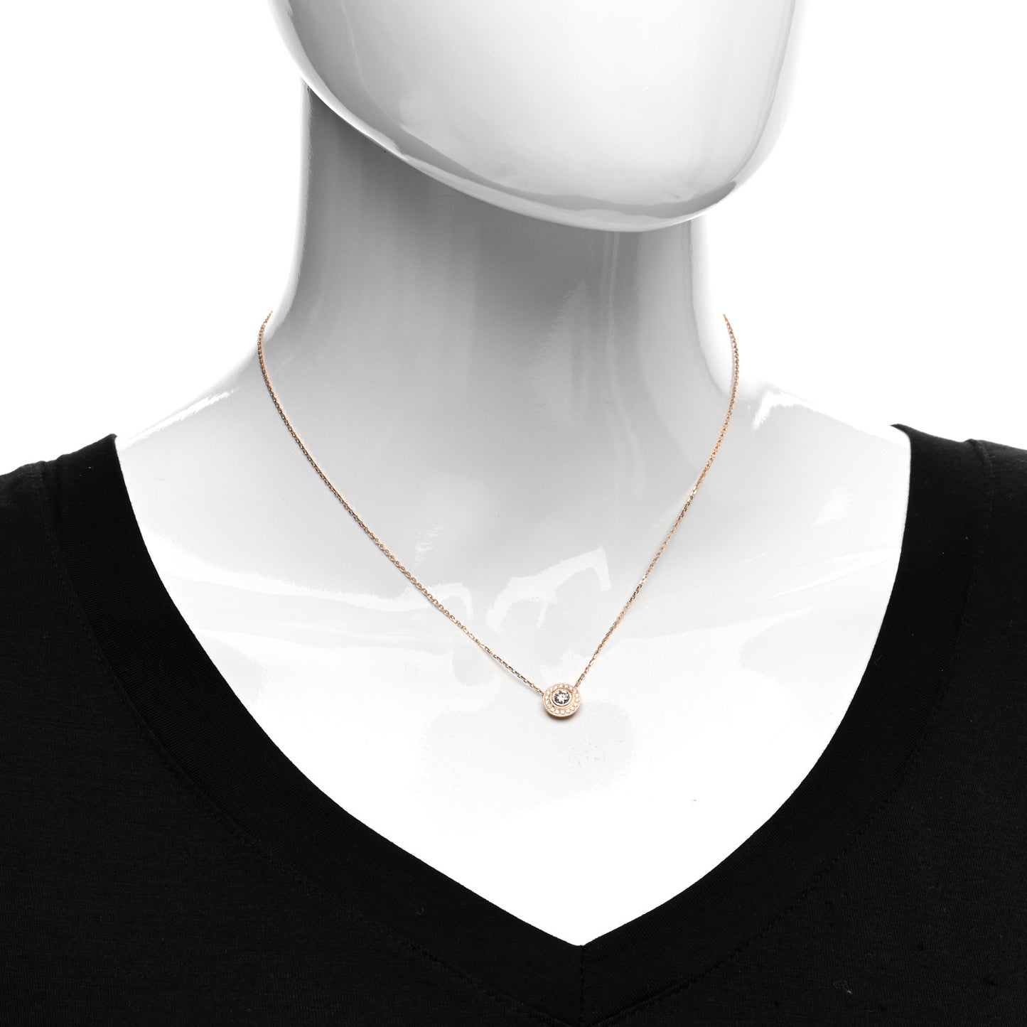 18K Pink Gold Diamond .19ct D'Amour Pave Necklace