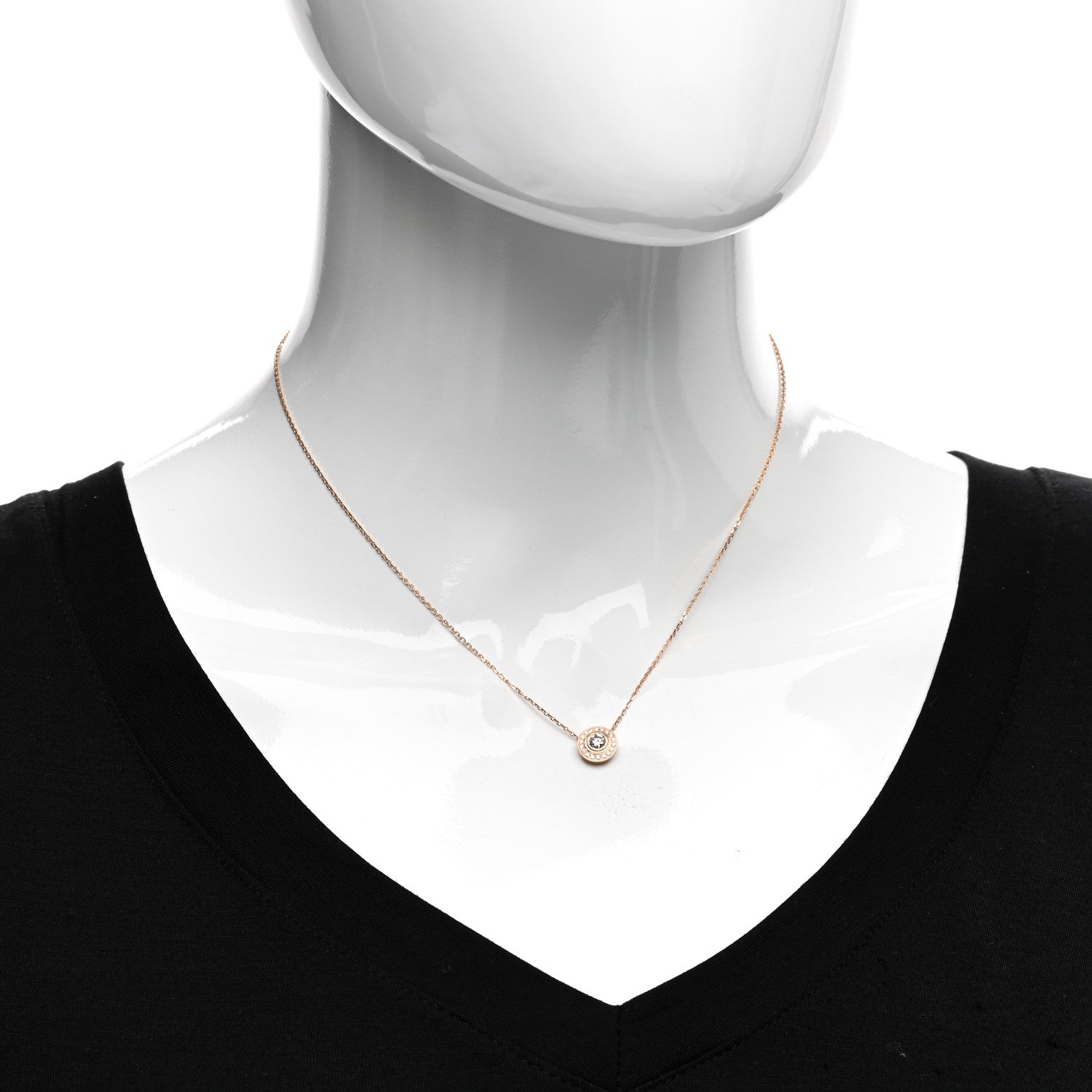 Cartier 18K Pink Gold Diamond .19ct D'Amour Pave Necklace 2 of 5