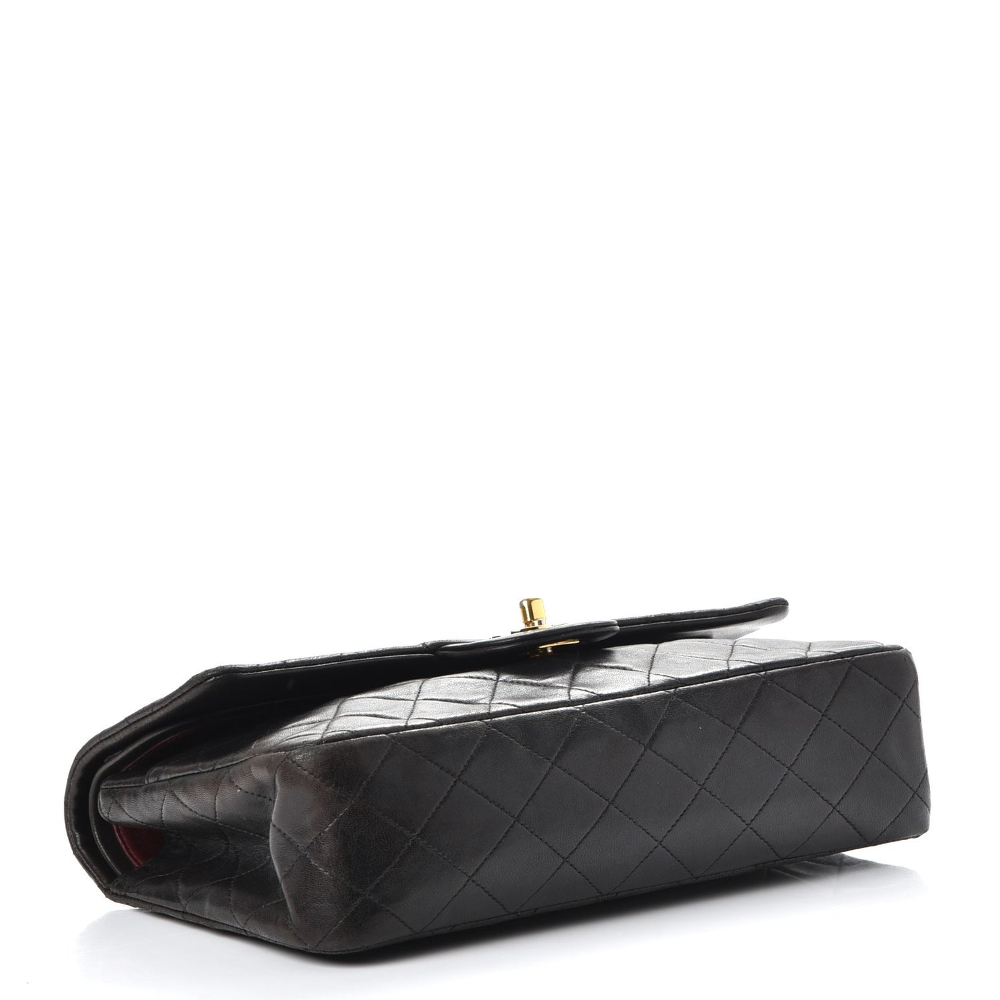 Lambskin Quilted Medium Double Flap Black