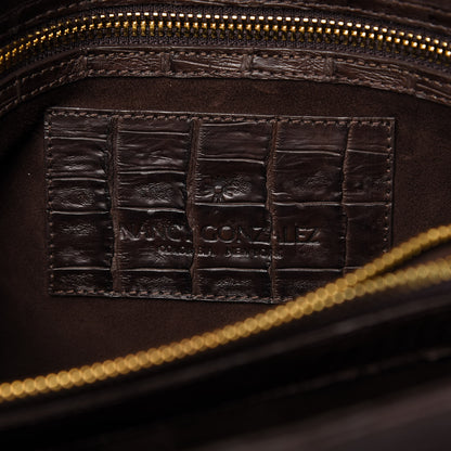 Nancy Gonzalez Crocodile Suede Shoulder Bag Brown 9 of 12
