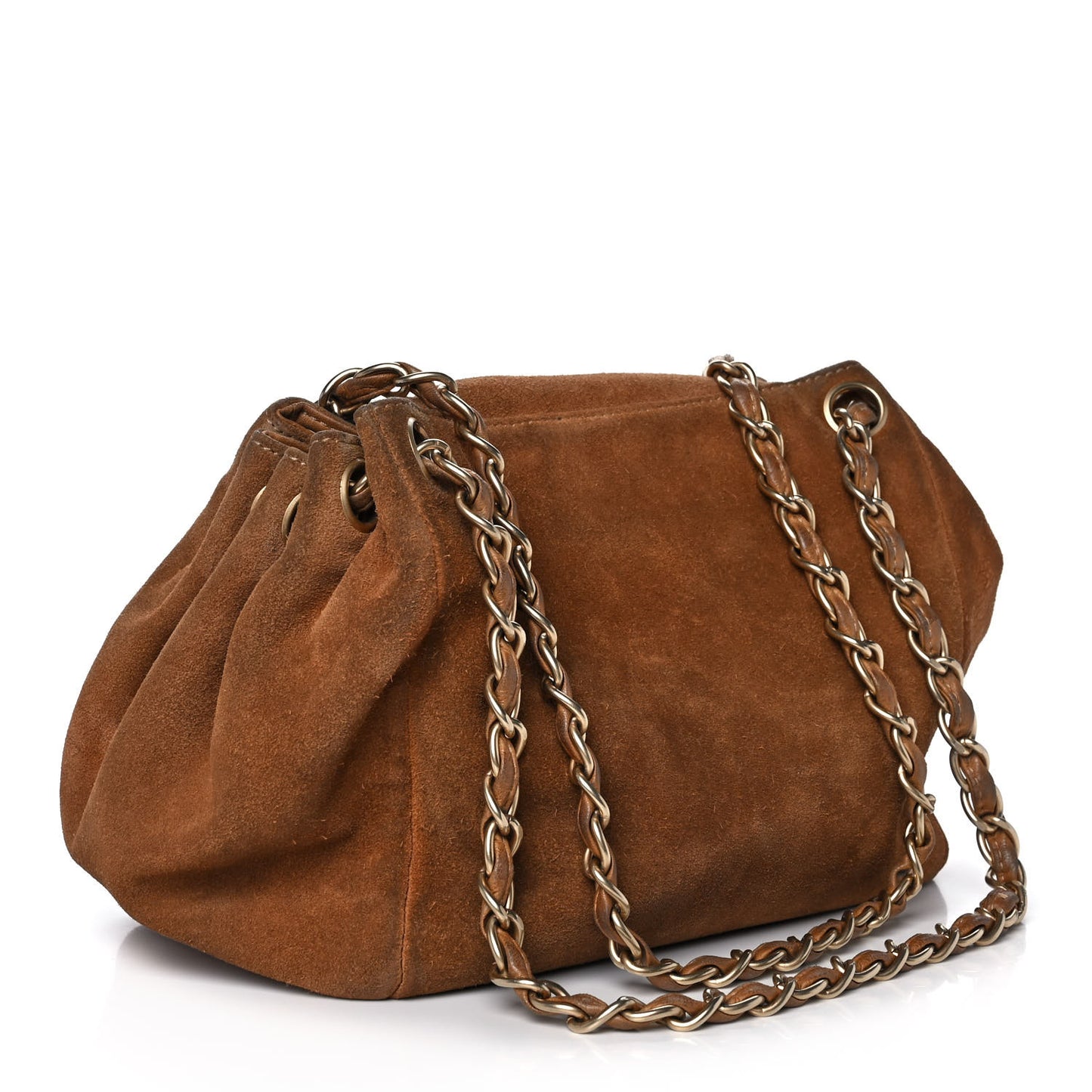 Suede Accordion Flap Brown