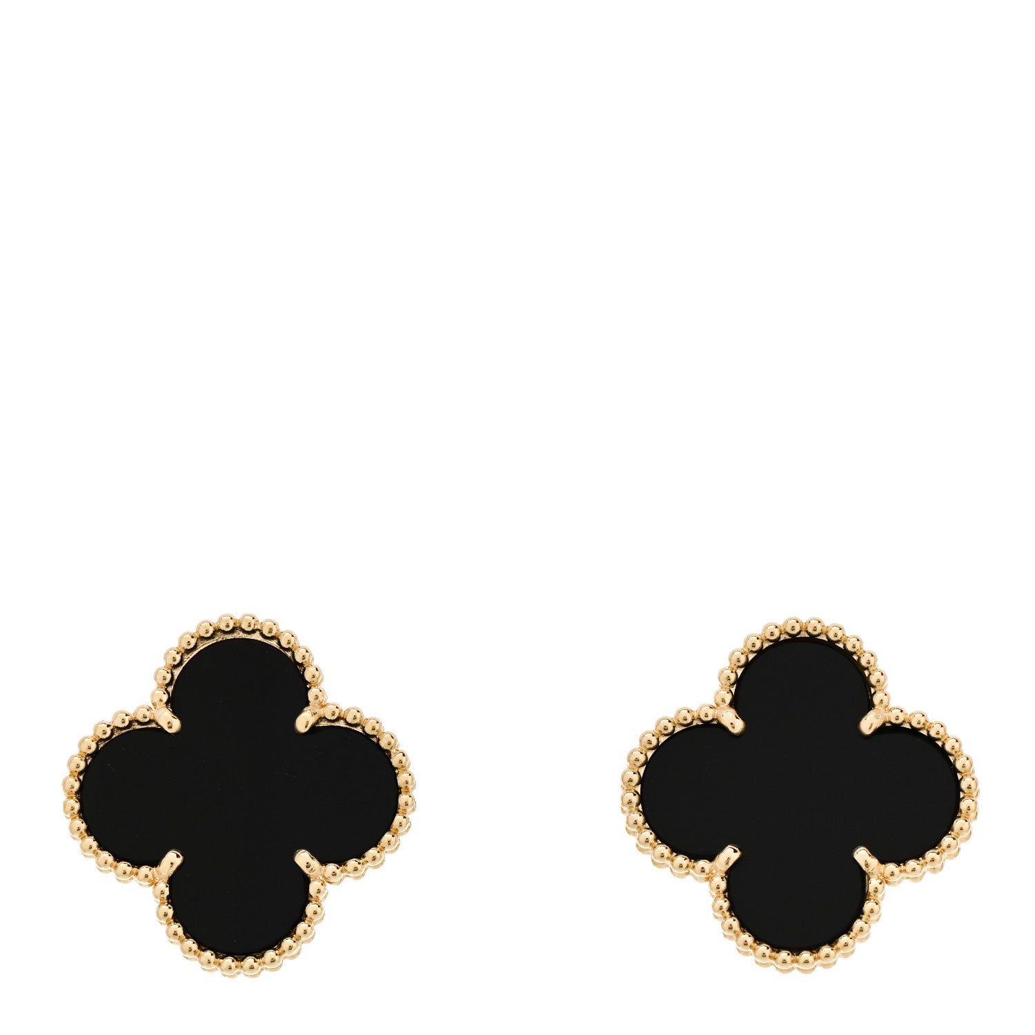 Van Cleef & Arpels 18K Yellow Gold Black Onyx Magic Alhambra Earrings 1 of 4