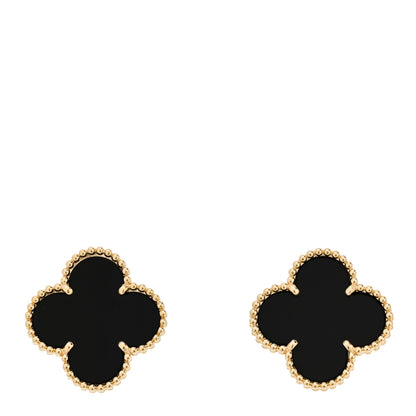 Van Cleef & Arpels 18K Yellow Gold Black Onyx Magic Alhambra Earrings 1 of 4