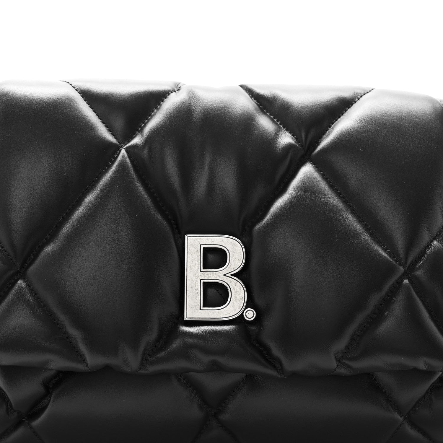 Balenciaga Nappa Calfskin Quilted Touch B Puffy Clutch Black 8 of 10