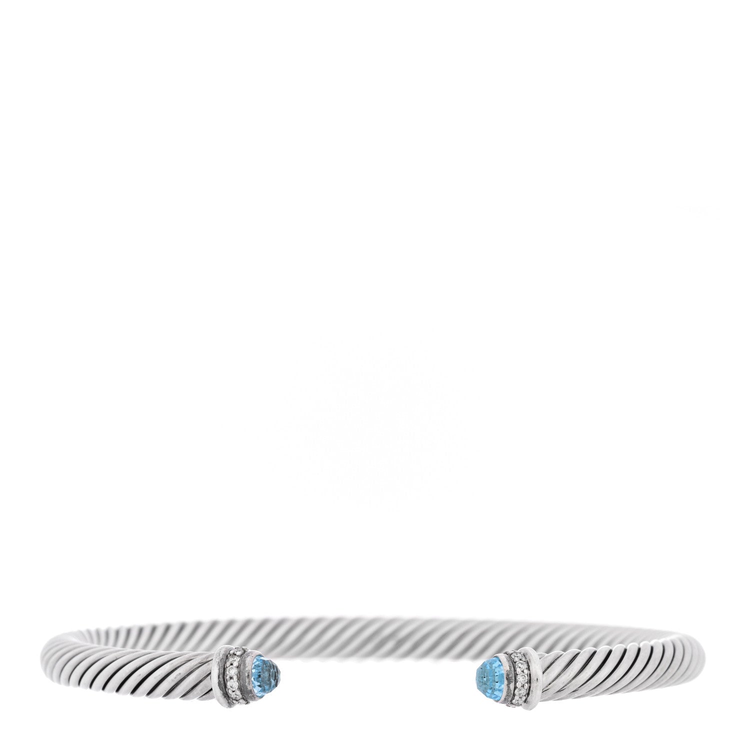David Yurman Sterling Silver Diamond Blue Topaz 5mm Cable Classics Bracelet 1 of 3
