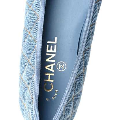 Chanel Denim Quilted CC Cap Toe Ballerina Flats 37 Light Blue 7 of 10