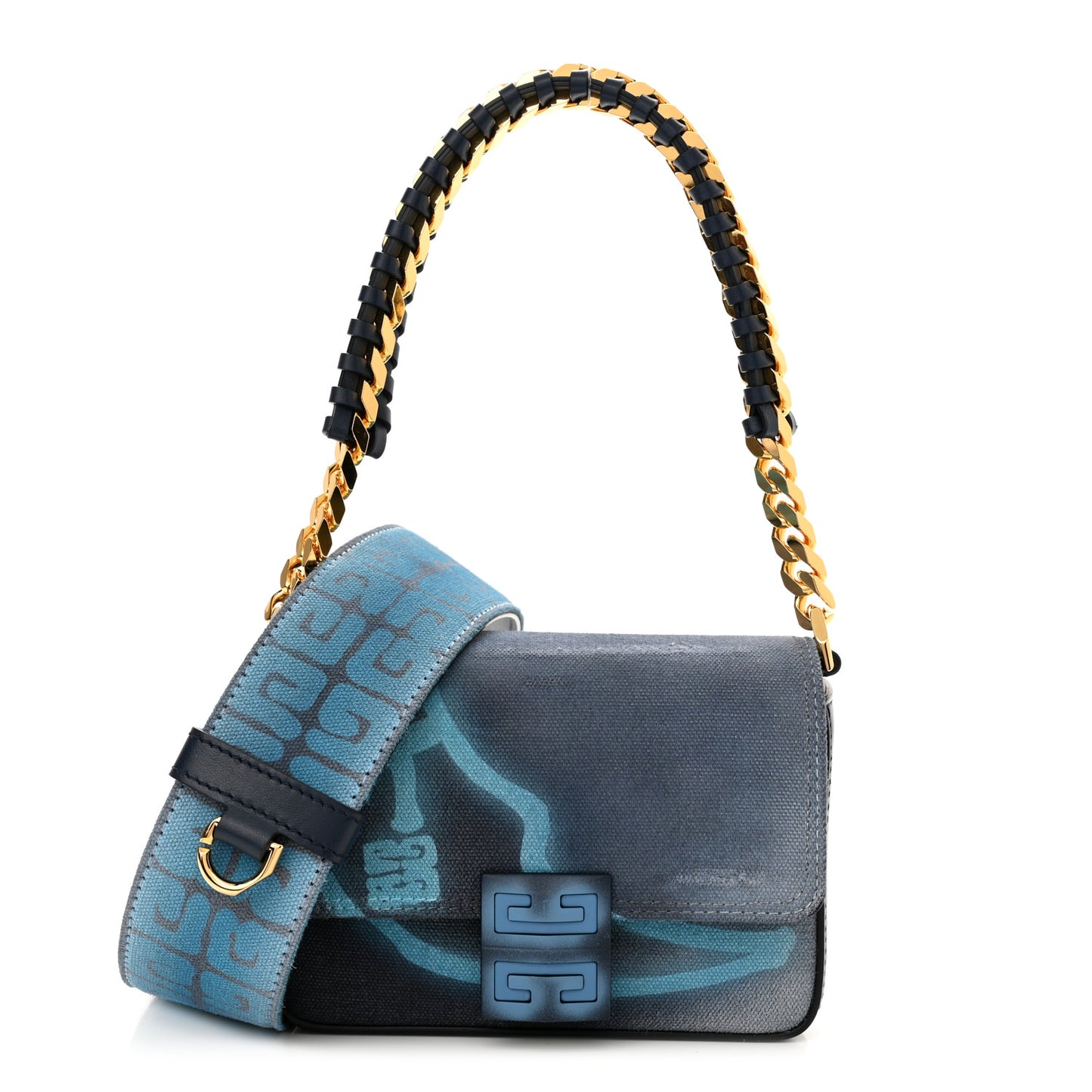 x Chito Graffiti Effect Canvas Leather Small 4G Shoulder Bag Steel Blue