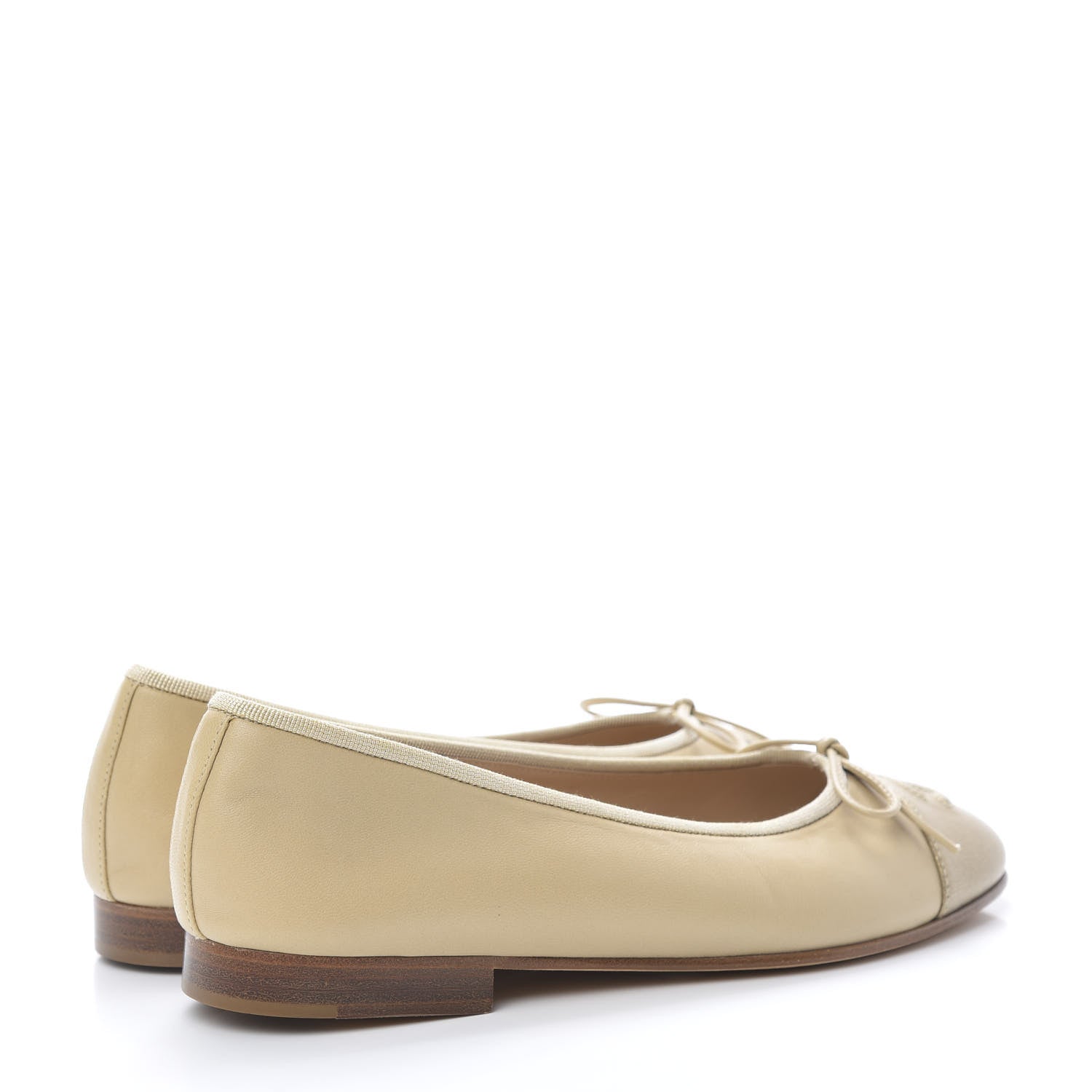 Chanel Lambskin Cap Toe CC Ballerina Flats 37 Dark Beige 4 of 8