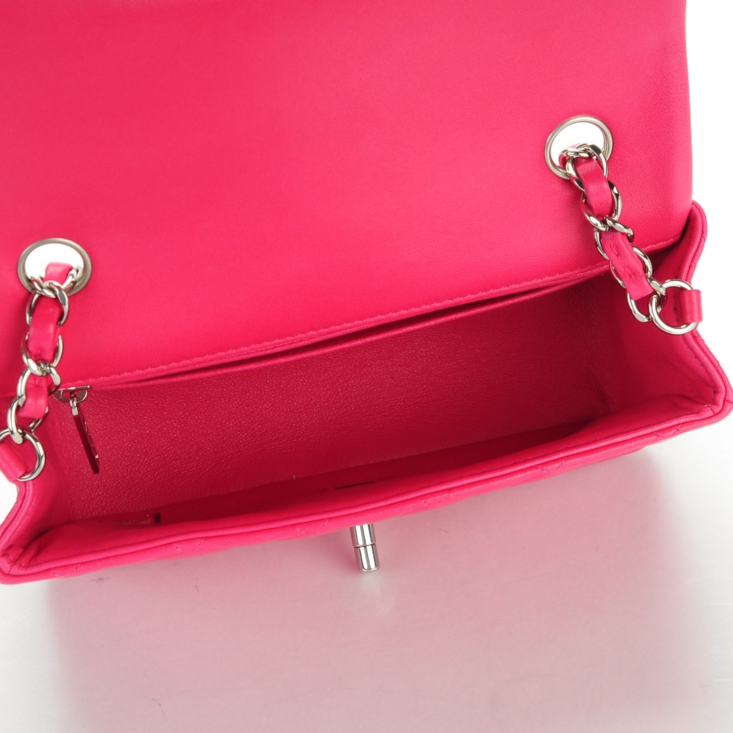Lambskin Quilted Mini Rectangular Flap Dark Pink