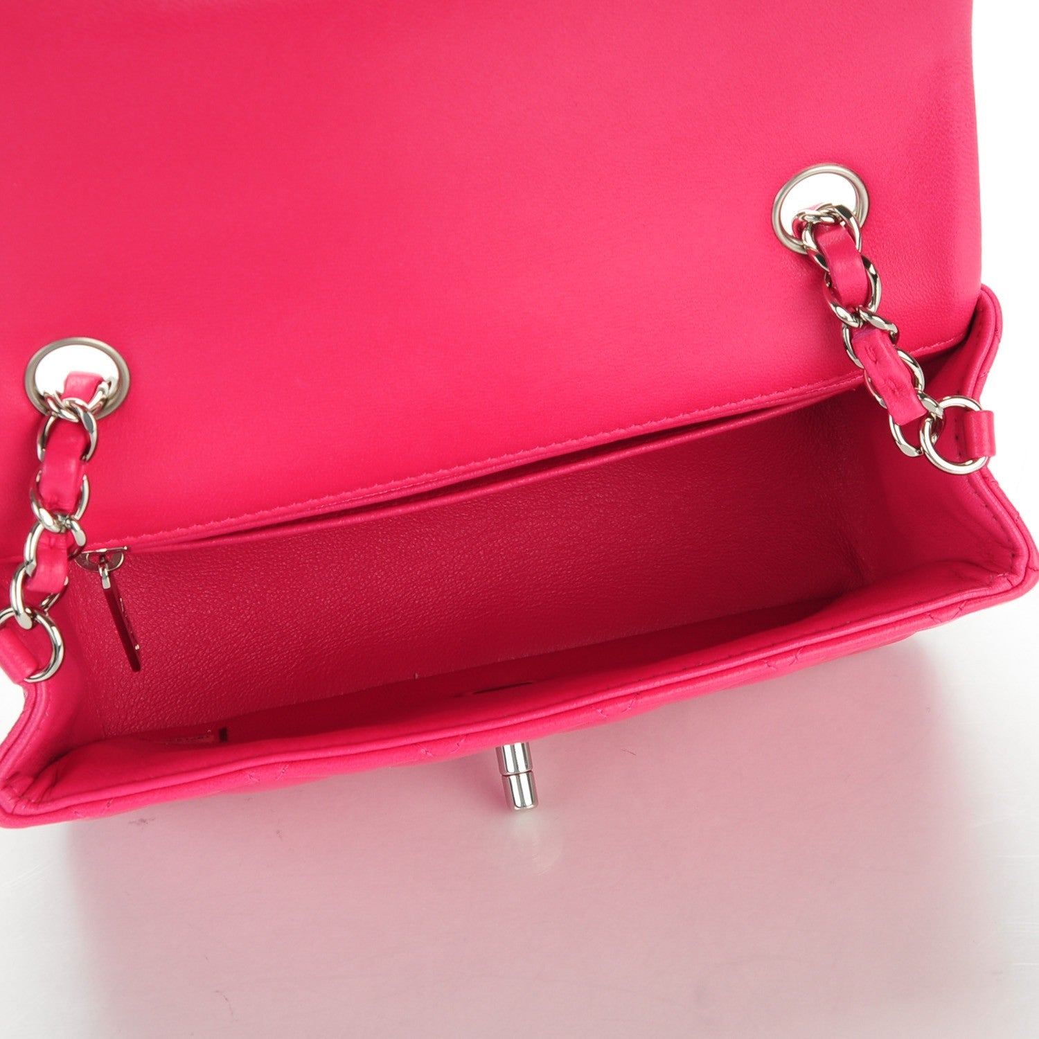 Chanel Lambskin Quilted Mini Rectangular Flap Dark Pink 5 of 8