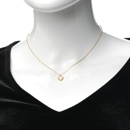 Van Cleef & Arpels 18K Yellow Gold Mother of Pearl Sweet Alhambra Pendant Necklace 2 of 5