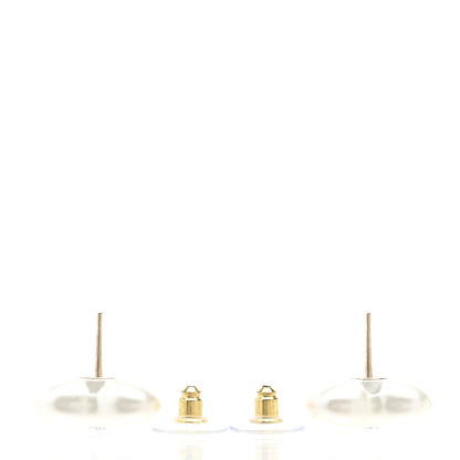 Chanel Pearl Crystal CC Heart Earrings Gold 3 of 5
