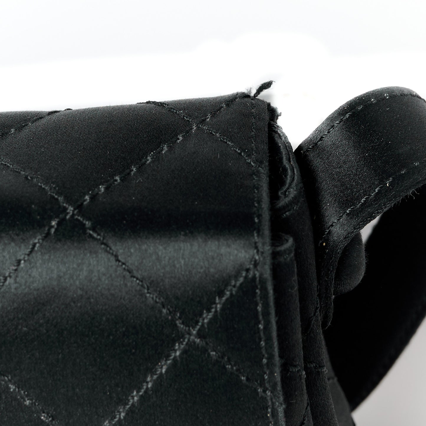 Satin Quilted Crystal CC Mini Square Flap Black