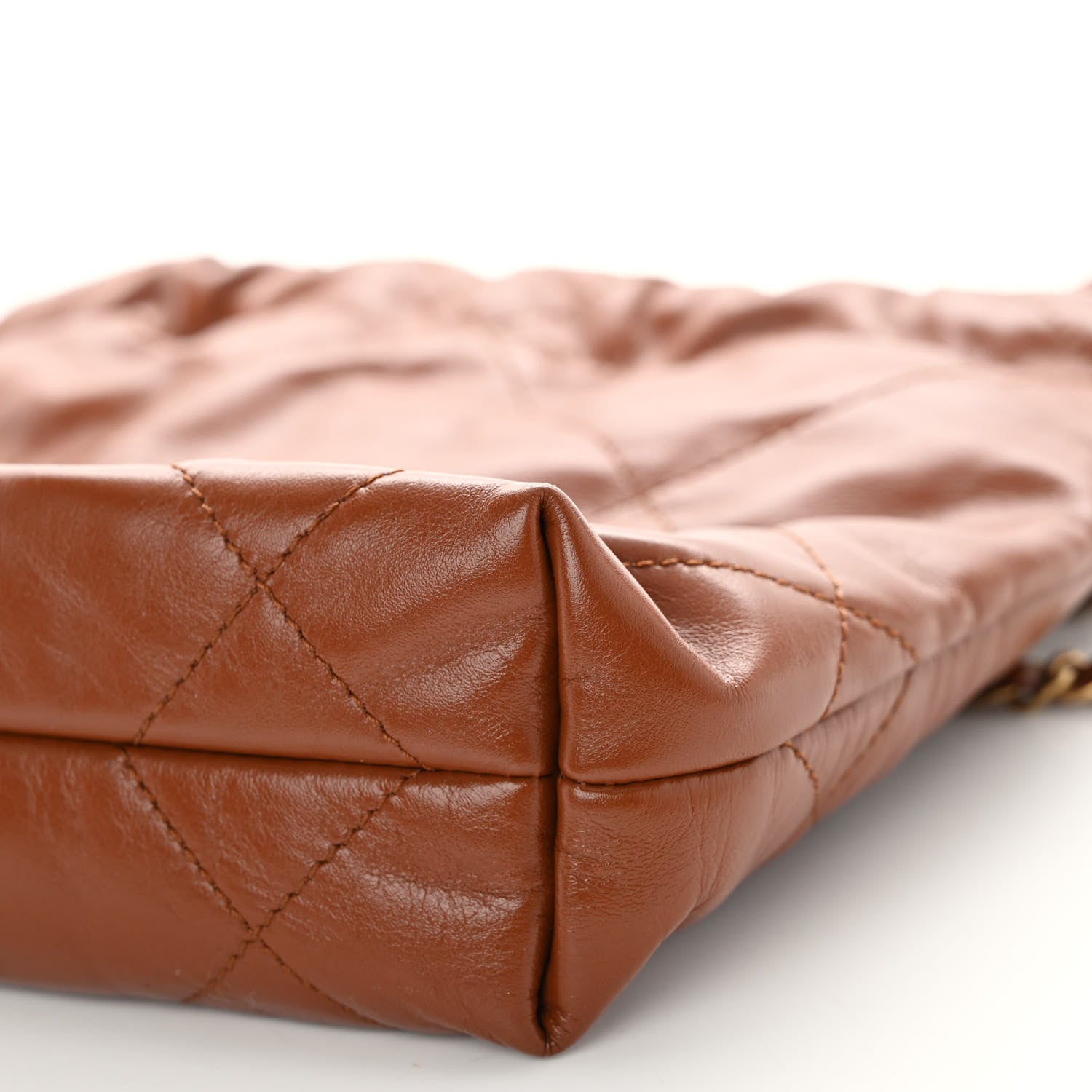 Chanel Shiny Calfskin Quilted Mini Chanel 22 Light Brown 10 of 11