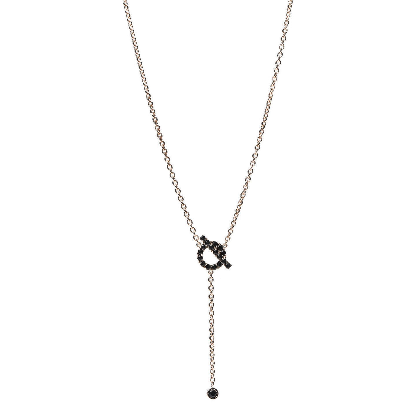 18K Rose Gold Black Spinel Finesse Lariat Necklace