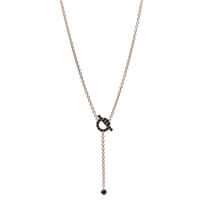 Hermes 18K Rose Gold Black Spinel Finesse Lariat Necklace 1 of 5