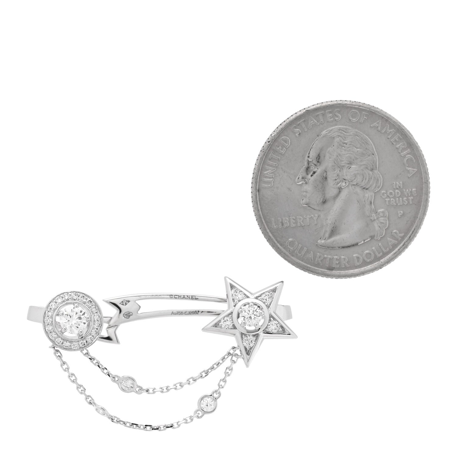 Chanel 18K White Gold Diamond Comete 1932 Ear Cuff 2 of 4
