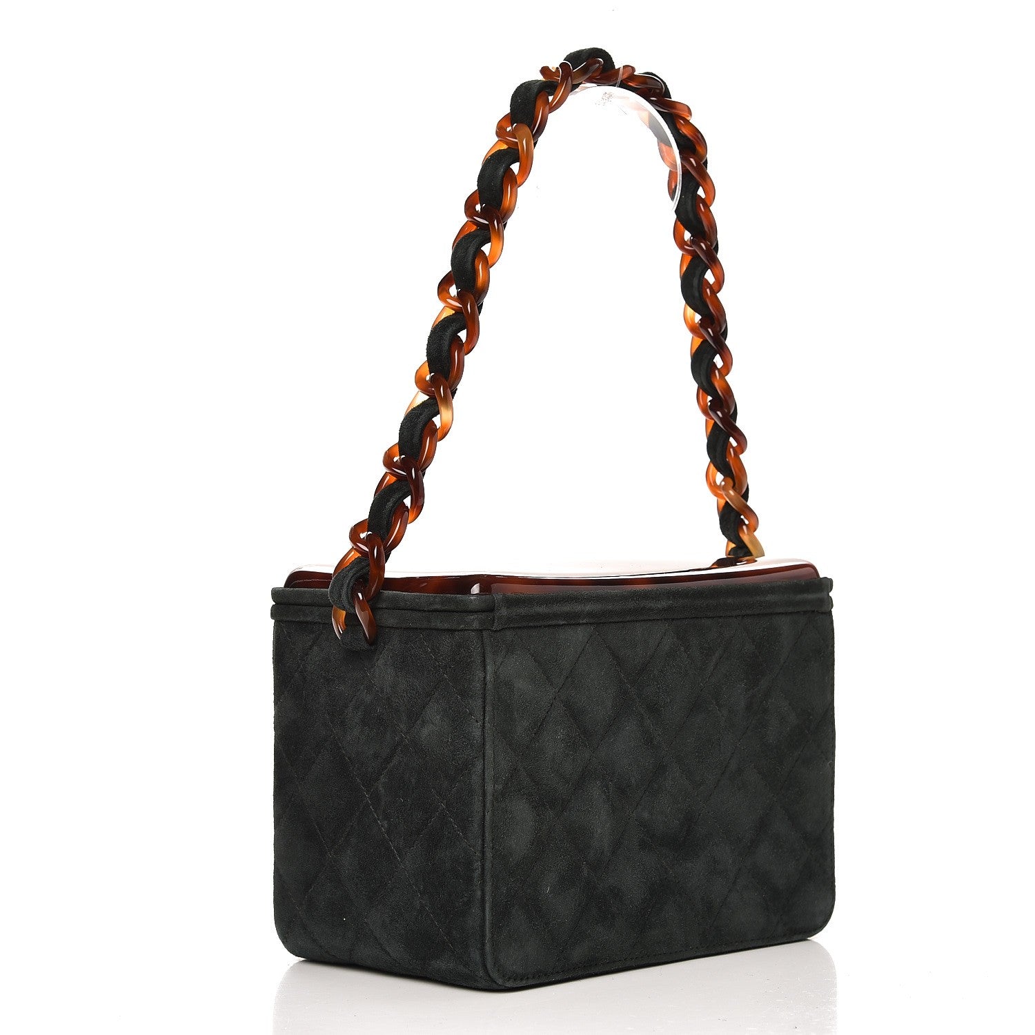 Chanel Suede Quilted Bekko Chain CC Box Clutch Green 3 of 15