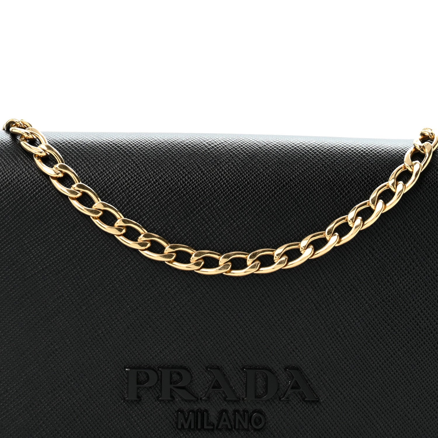 Prada Saffiano Lux Monochrome Chain Wallet Black 9 of 13