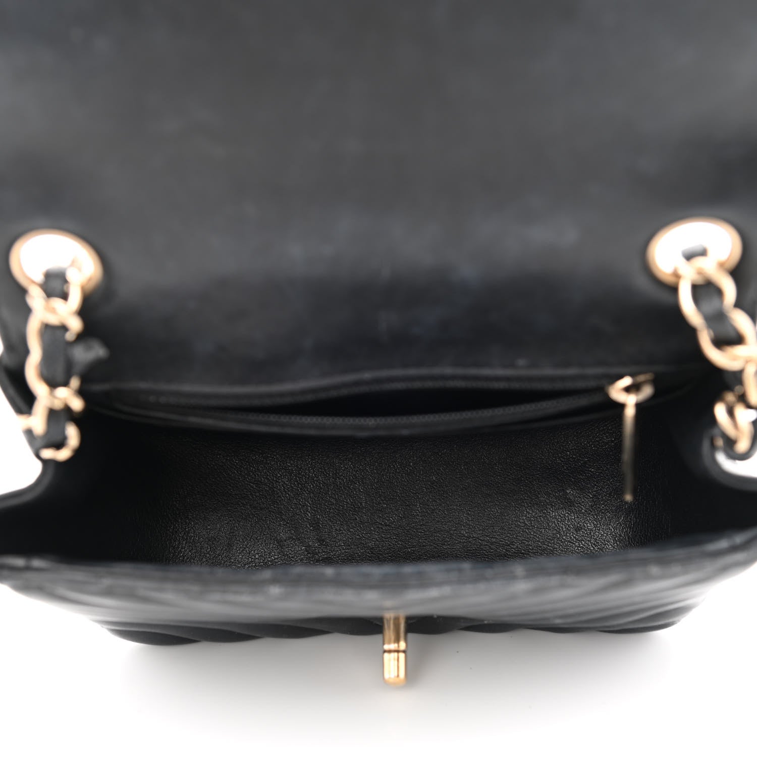 Chanel Lambskin Chevron Quilted Mini Square Flap Black 5 of 14
