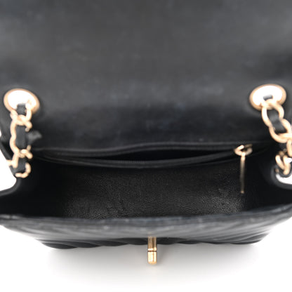 Chanel Lambskin Chevron Quilted Mini Square Flap Black 5 of 14