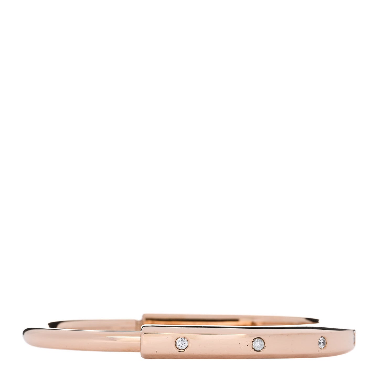 18K Rose Gold Diamond Tiffany Lock Bangle Bracelet