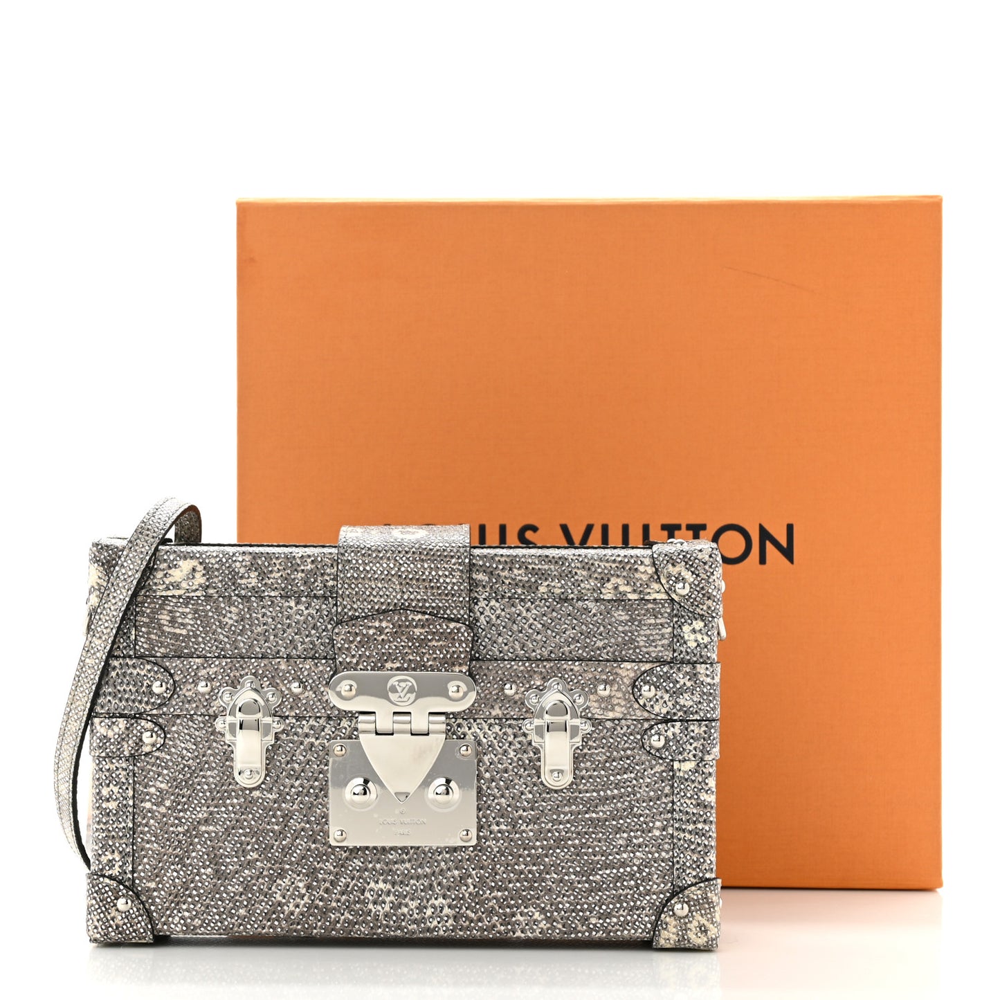 Lizard Petite Malle Silver