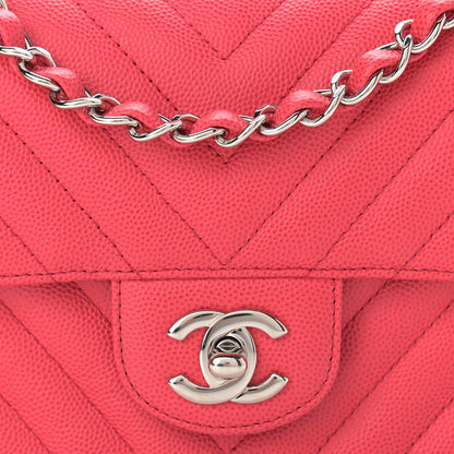 Chanel Caviar Chevron Quilted Mini Rectangular Flap Red 8 of 11