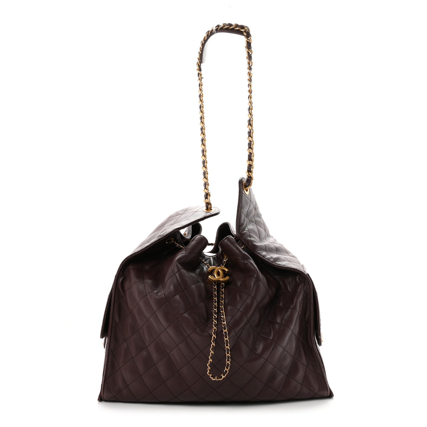 Caviar Quilted Large Chanel 25 Handbag Dark Brown