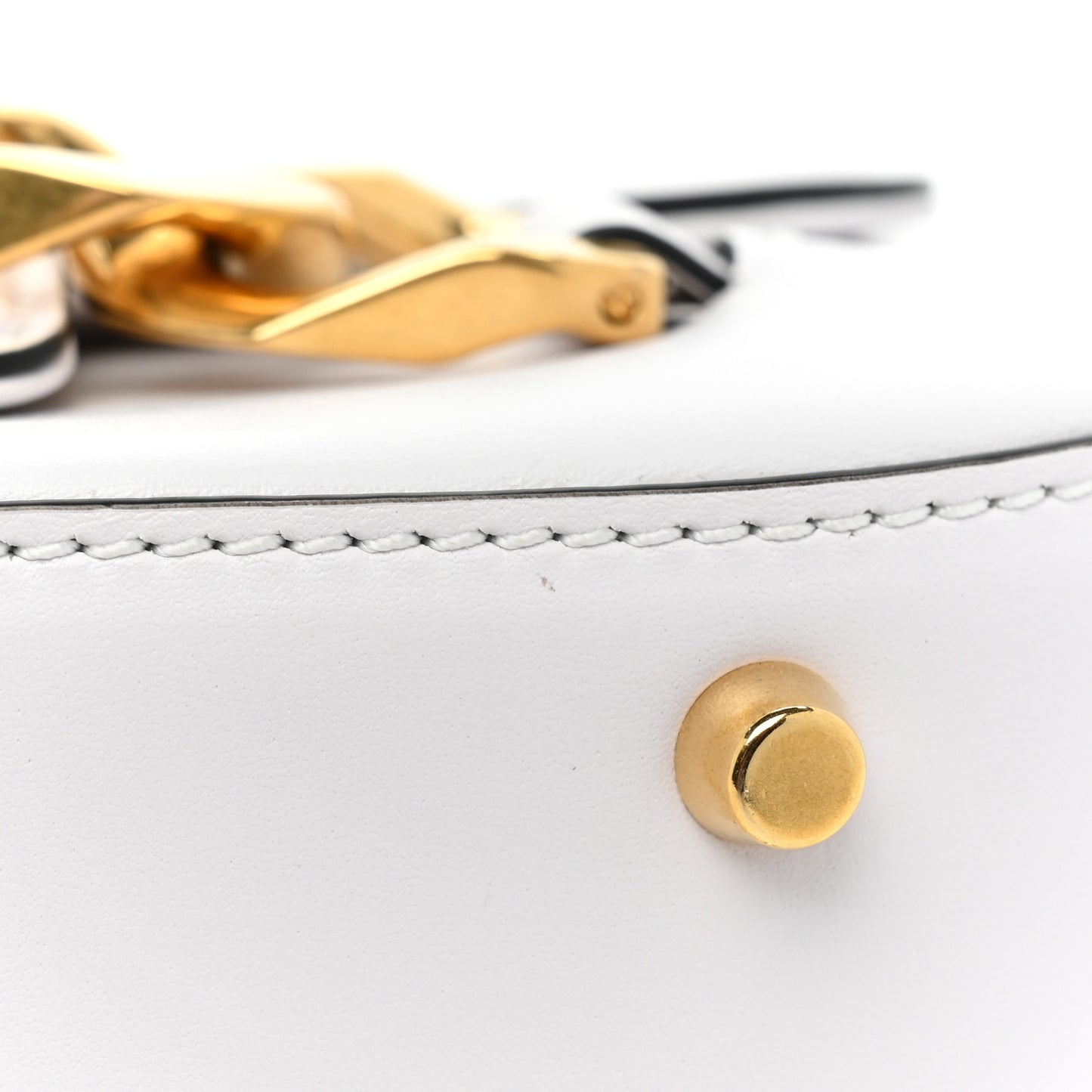 Calfskin Small Vlogo Chain Shoulder Bag Optic White