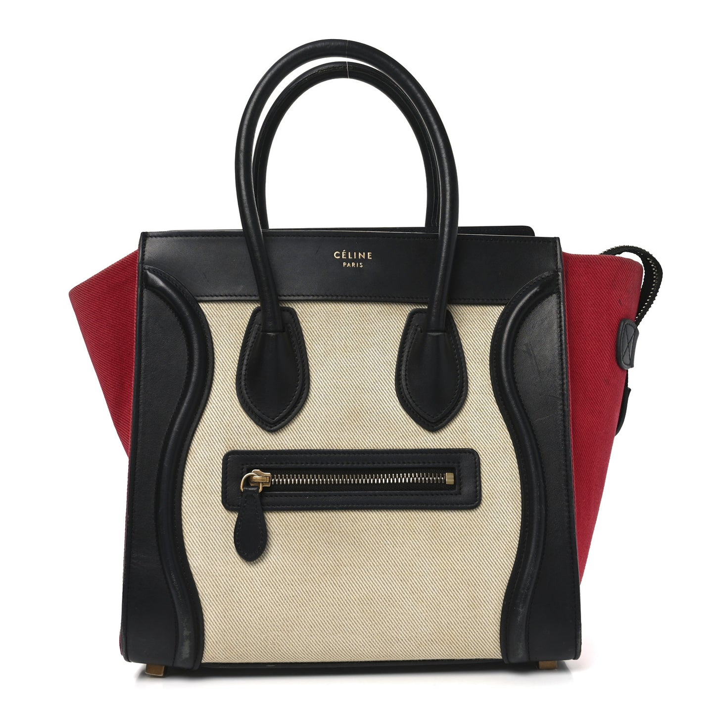 Canvas Smooth Calfskin Micro Tri-Color Luggage Carmin