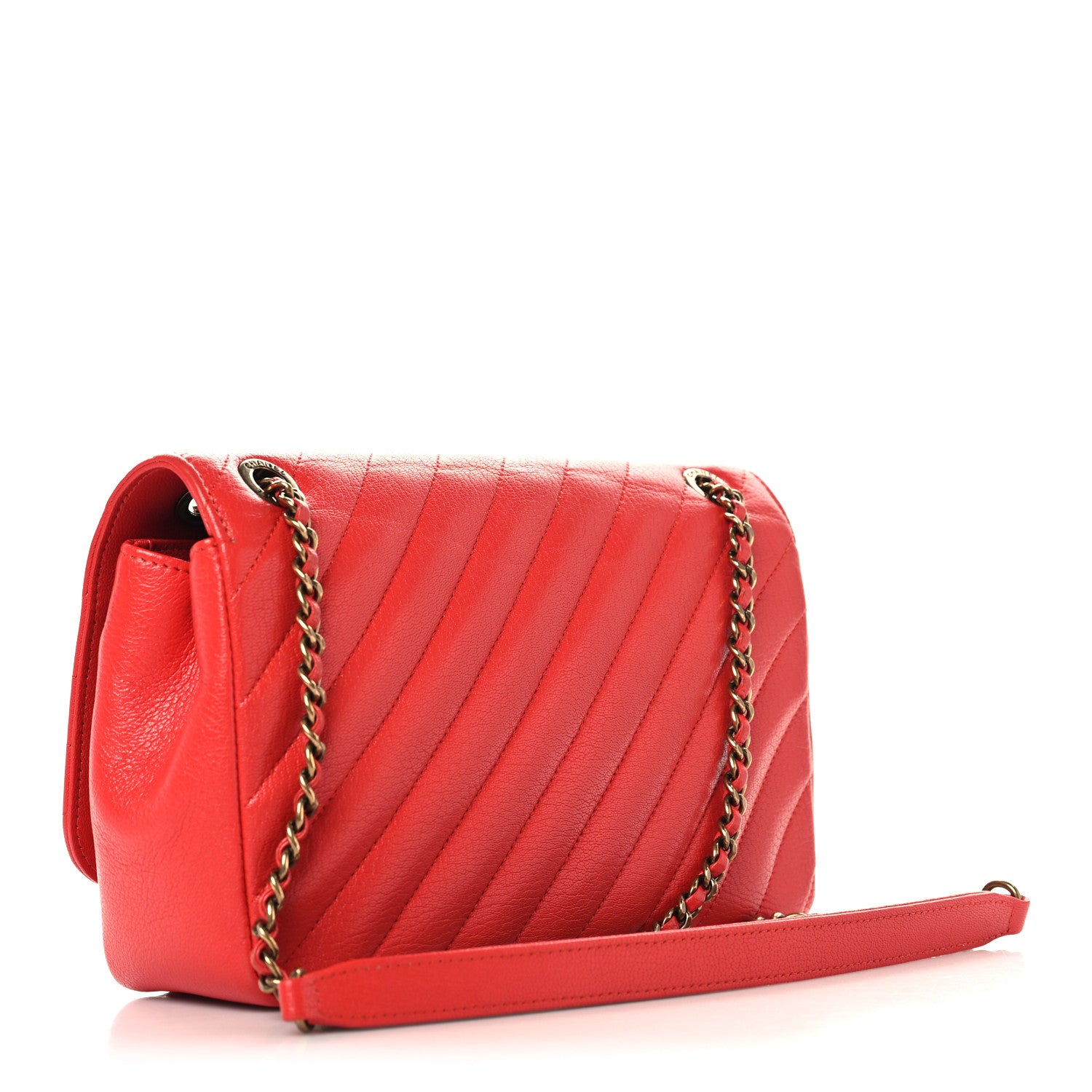 Chanel Shiny Goatskin Diagonal Quilted Small Flap Red 3 of 10