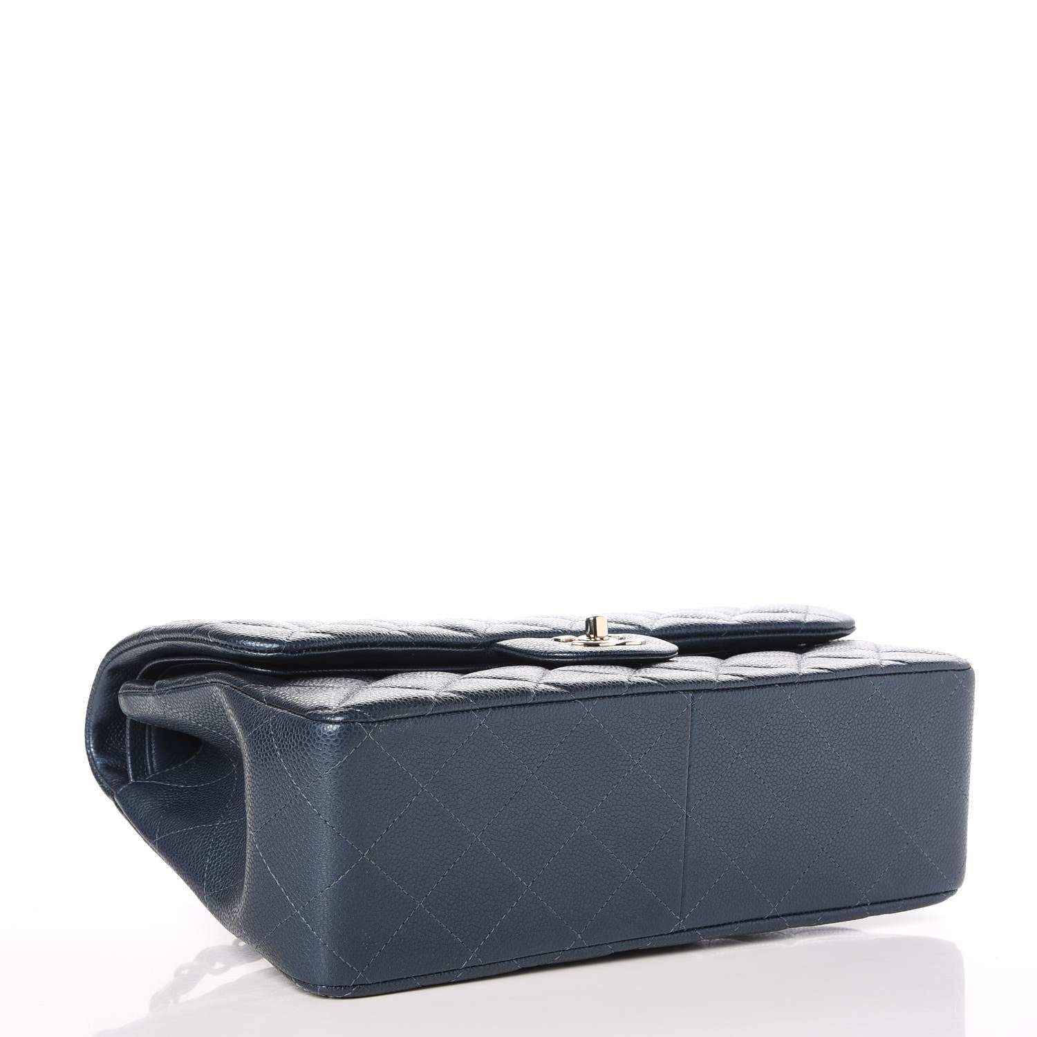 Chanel Metallic Caviar Quilted Jumbo Double Flap Dark Blue 5 of 9