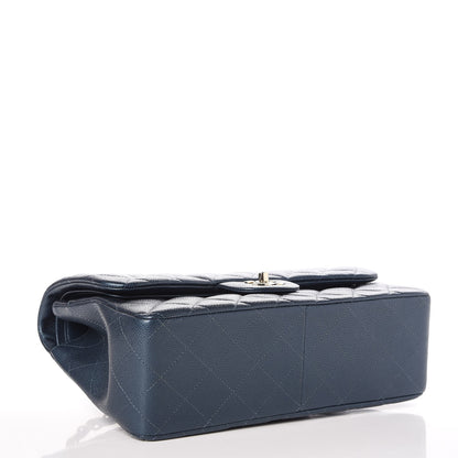 Chanel Metallic Caviar Quilted Jumbo Double Flap Dark Blue 5 of 9