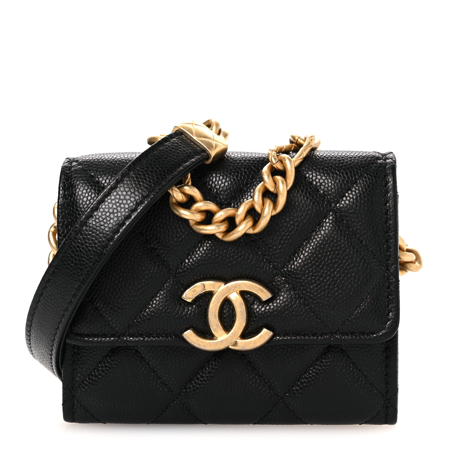 Chanel Caviar Quilted Bracelet On Chain Clutch Black 1 of 11